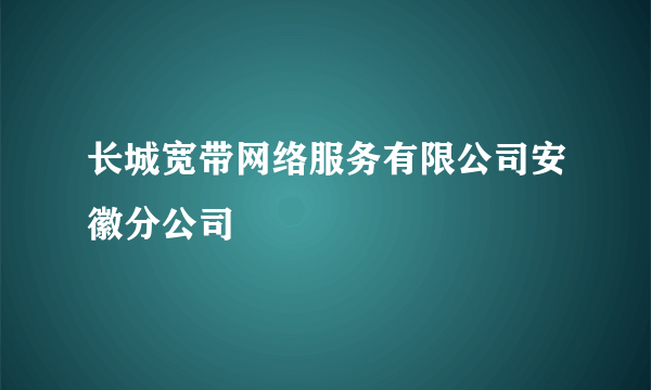 长城宽带网络服务有限公司安徽分公司