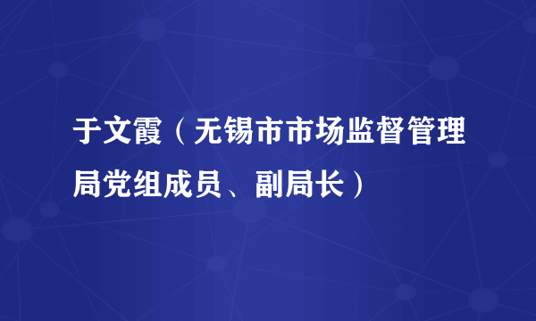 于文霞（无锡市市场监督管理局党组成员、副局长）