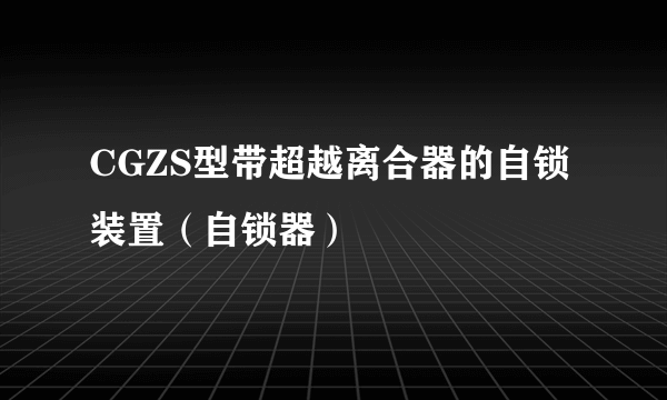 CGZS型带超越离合器的自锁装置（自锁器）