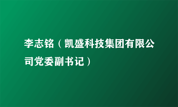 李志铭（凯盛科技集团有限公司党委副书记）