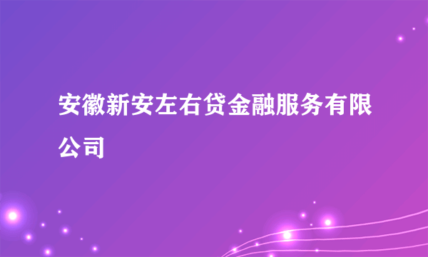 安徽新安左右贷金融服务有限公司