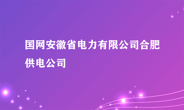 国网安徽省电力有限公司合肥供电公司