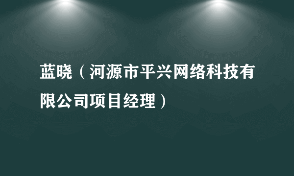 蓝晓（河源市平兴网络科技有限公司项目经理）