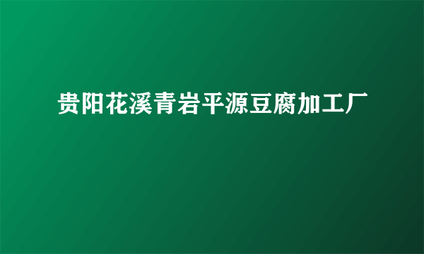 贵阳花溪青岩平源豆腐加工厂