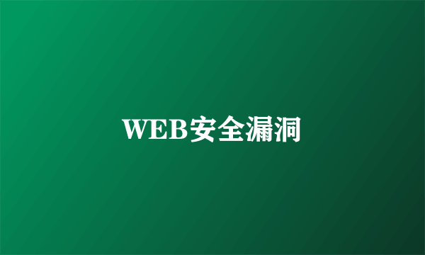 WEB安全漏洞