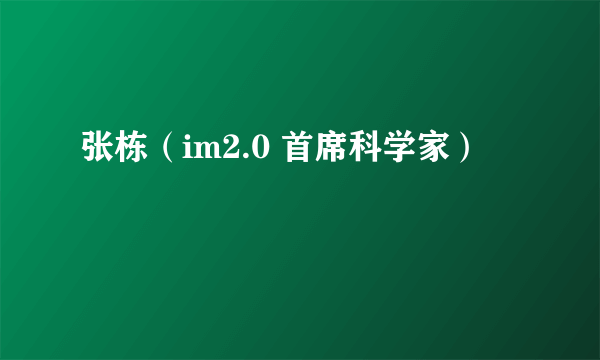 张栋（im2.0 首席科学家）