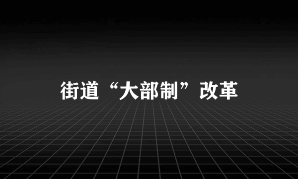 街道“大部制”改革