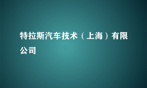 特拉斯汽车技术（上海）有限公司