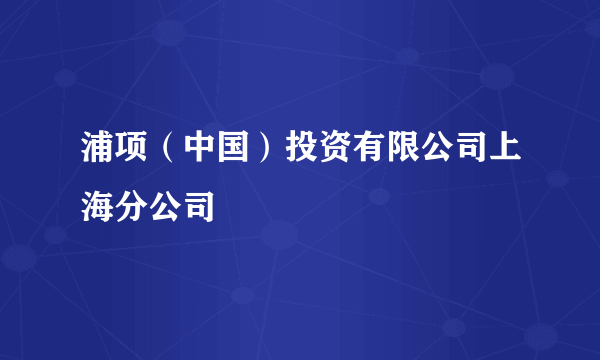 浦项（中国）投资有限公司上海分公司