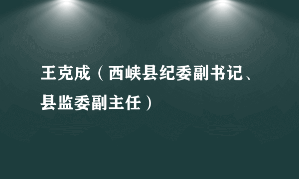 王克成（西峡县纪委副书记、县监委副主任）