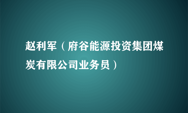 赵利军（府谷能源投资集团煤炭有限公司业务员）