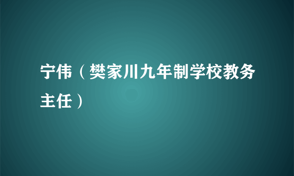 宁伟（樊家川九年制学校教务主任）