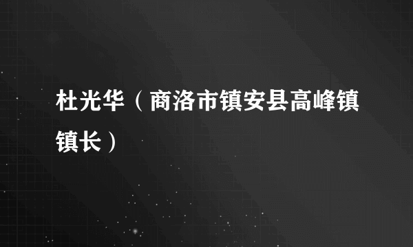 杜光华（商洛市镇安县高峰镇镇长）