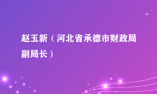 赵玉新（河北省承德市财政局副局长）