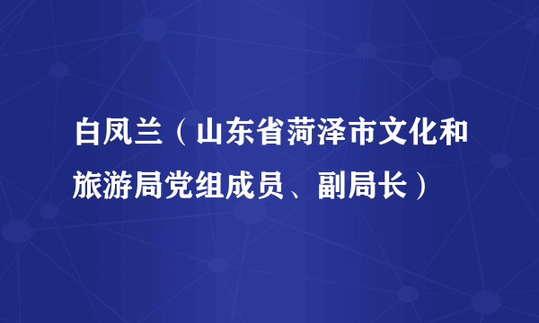 白凤兰（山东省菏泽市文化和旅游局党组成员、副局长）