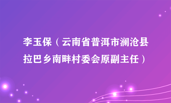 李玉保（云南省普洱市澜沧县拉巴乡南畔村委会原副主任）