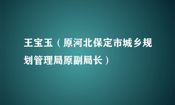 王宝玉（原河北保定市城乡规划管理局原副局长）