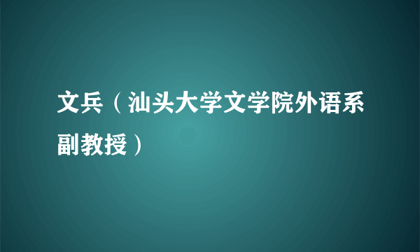 文兵（汕头大学文学院外语系副教授）