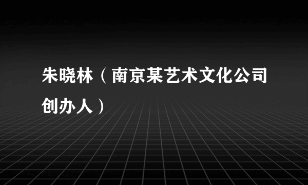 朱晓林（南京某艺术文化公司创办人）