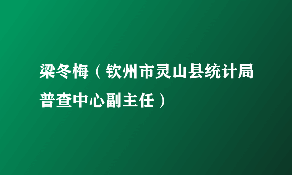 梁冬梅（钦州市灵山县统计局普查中心副主任）