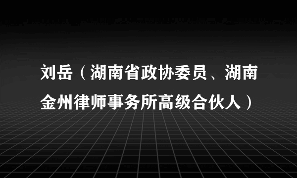 刘岳（湖南省政协委员、湖南金州律师事务所高级合伙人）