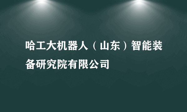 哈工大机器人（山东）智能装备研究院有限公司