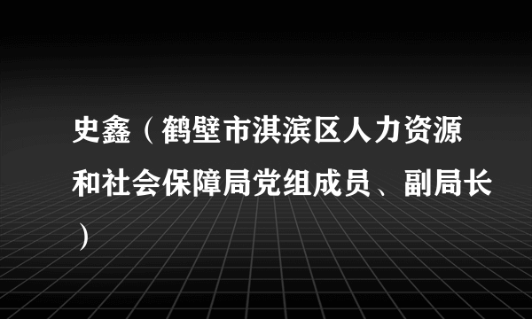 史鑫（鹤壁市淇滨区人力资源和社会保障局党组成员、副局长）