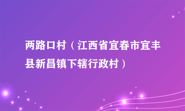 两路口村（江西省宜春市宜丰县新昌镇下辖行政村）