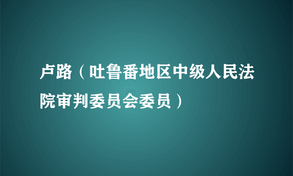 卢路（吐鲁番地区中级人民法院审判委员会委员）