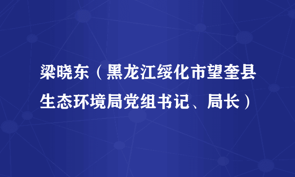 梁晓东（黑龙江绥化市望奎县生态环境局党组书记、局长）