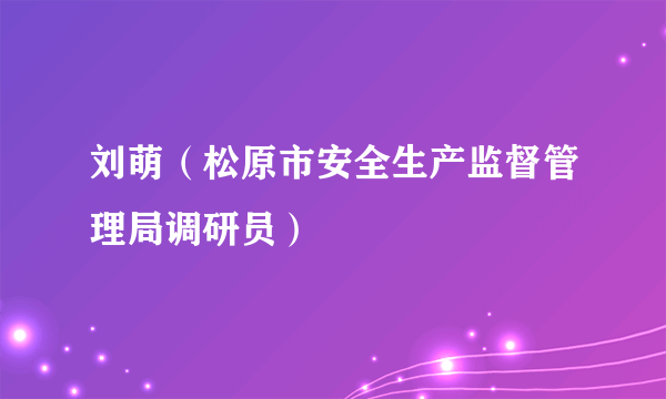 刘萌（松原市安全生产监督管理局调研员）