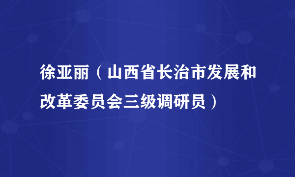 徐亚丽（山西省长治市发展和改革委员会三级调研员）