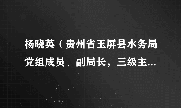 杨晓英（贵州省玉屏县水务局党组成员、副局长，三级主任科员）