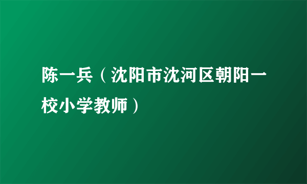 陈一兵（沈阳市沈河区朝阳一校小学教师）