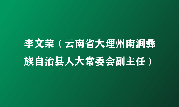 李文荣（云南省大理州南涧彝族自治县人大常委会副主任）