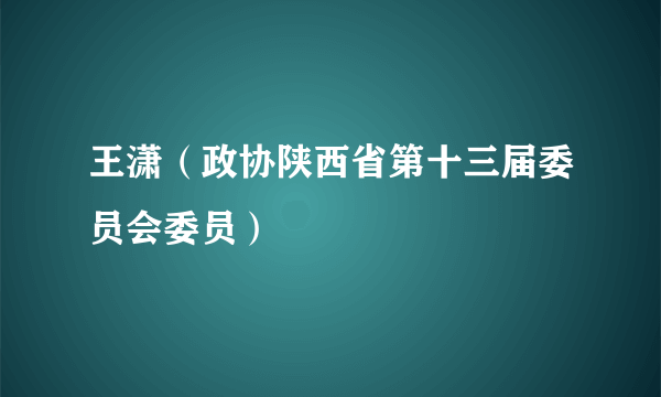 王潇（政协陕西省第十三届委员会委员）