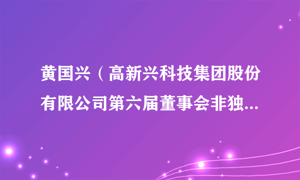 黄国兴（高新兴科技集团股份有限公司第六届董事会非独立董事候选人）