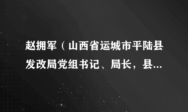 赵拥军（山西省运城市平陆县发改局党组书记、局长，县人大常委会副主任）