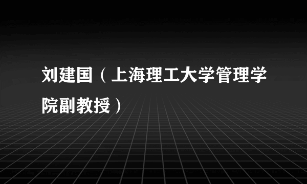 刘建国（上海理工大学管理学院副教授）