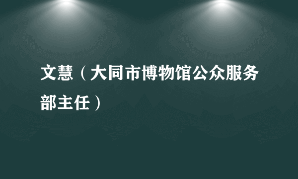 文慧（大同市博物馆公众服务部主任）