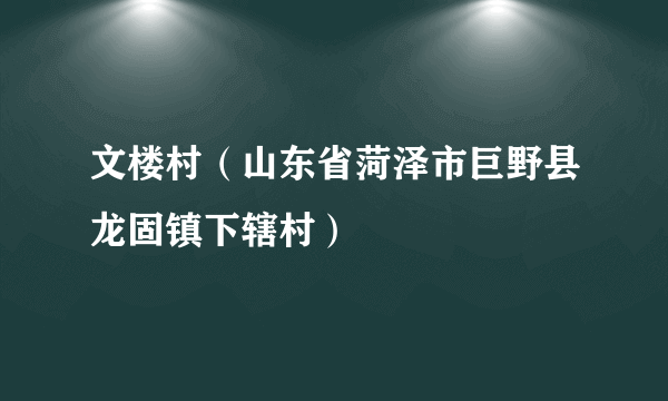 文楼村（山东省菏泽市巨野县龙固镇下辖村）