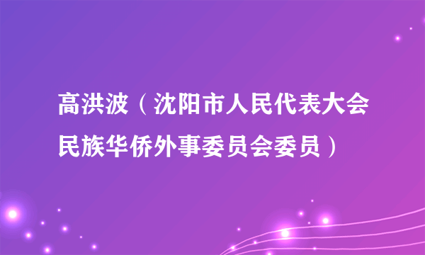 高洪波（沈阳市人民代表大会民族华侨外事委员会委员）