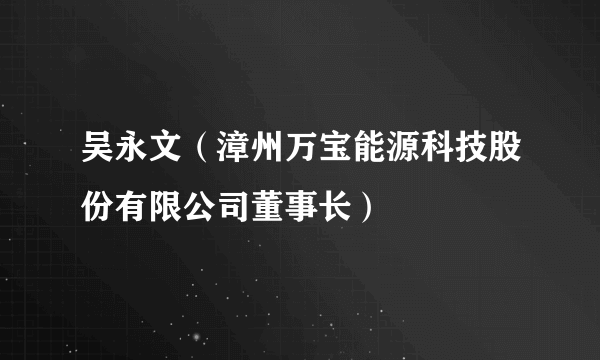 吴永文（漳州万宝能源科技股份有限公司董事长）