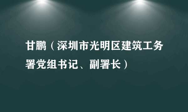 甘鹏（深圳市光明区建筑工务署党组书记、副署长）