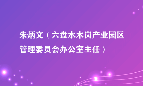 朱炳文（六盘水木岗产业园区管理委员会办公室主任）