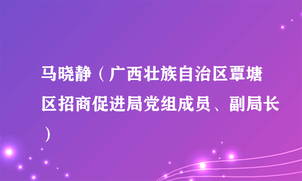 马晓静（广西壮族自治区覃塘区招商促进局党组成员、副局长）