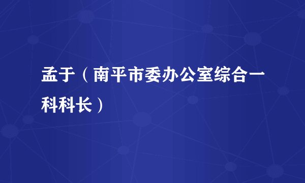 孟于（南平市委办公室综合一科科长）