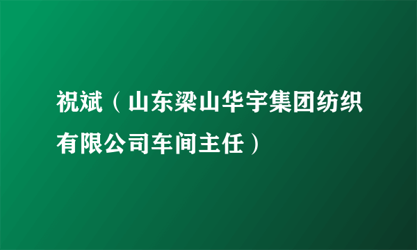 祝斌（山东梁山华宇集团纺织有限公司车间主任）