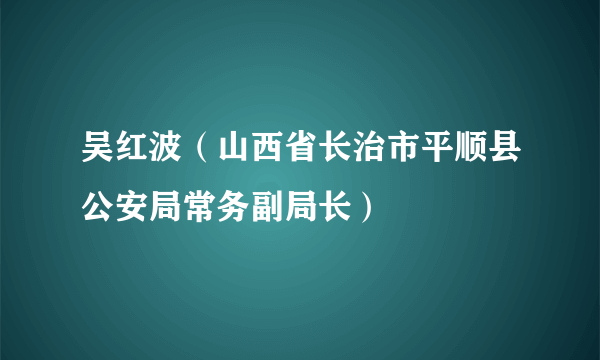 吴红波（山西省长治市平顺县公安局常务副局长）