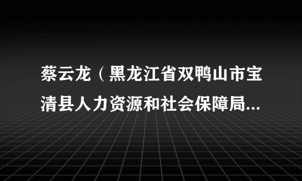 蔡云龙（黑龙江省双鸭山市宝清县人力资源和社会保障局人才服务中心主任）